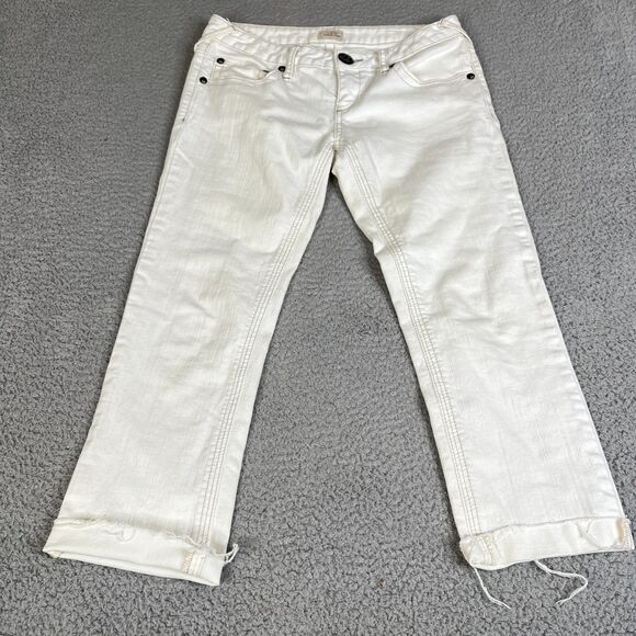 Free People Pants - Free People We The Free Capri Womens 28 White Denim Cuffed  Pants 31 x 23